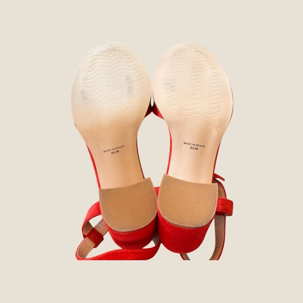 Able NWB Size 8.5 The‎ Mary red suede block heel strap sandals - Picture 5 of 12